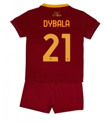 AS Roma Paulo Dybala #21 Hjemmedraktsett Barn 2022-23 Kortermet (+ Korte bukser)